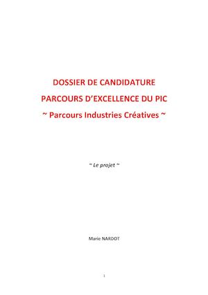 Livre numérique "Le Projet" Candidature PIC Marie Nardot