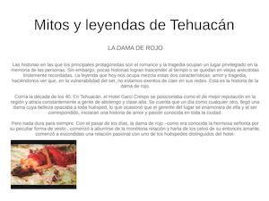 Mitos Y Leyendas De Tehuacán
