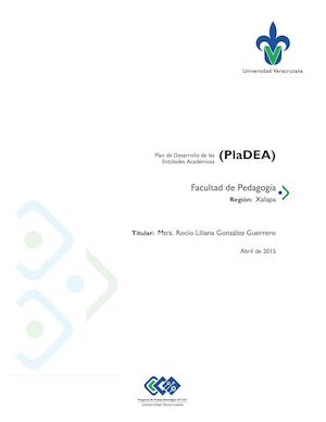 Plan De Desarrollo De Las Entidades Academicas PLADEA 2014 2017