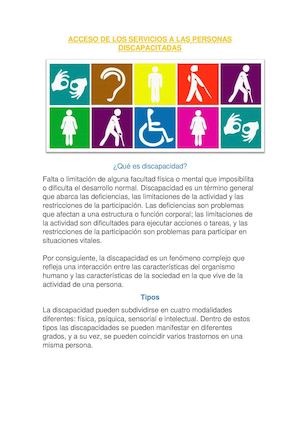 Acceso de servicios sociales comunitarios a Personas Discapacitadas