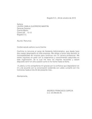 Carta De Renuncia
