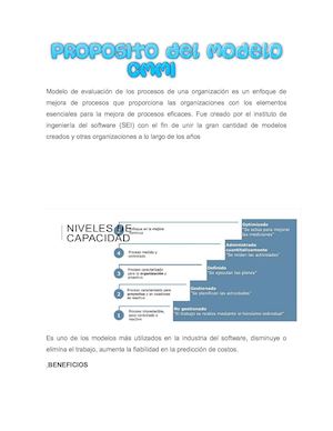 PROPOSITO Y ELEMENTOS DE EL MODELO CMMI