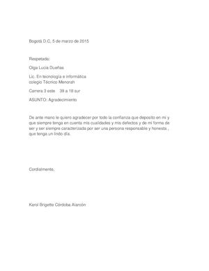 CARTA DE AGRADECIMIENTO