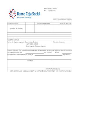 Certificado De Deposito