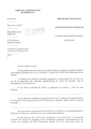 Jugement canton du Livradais