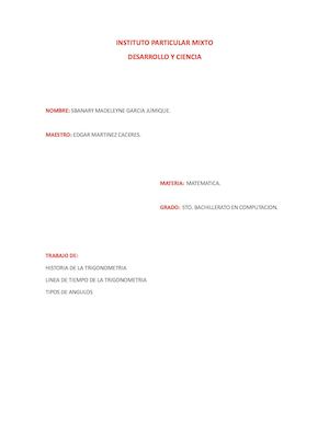 Historia De La Trigonometria, LINEA DE TIEMPO Y TIPOS DE ANGULOS