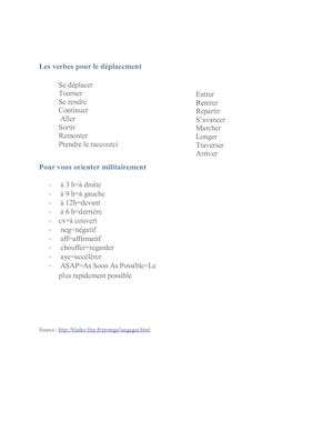 Les Verbes Pour Le Déplacement