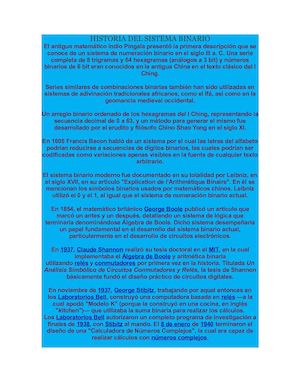 Historia Del Sistema Binario