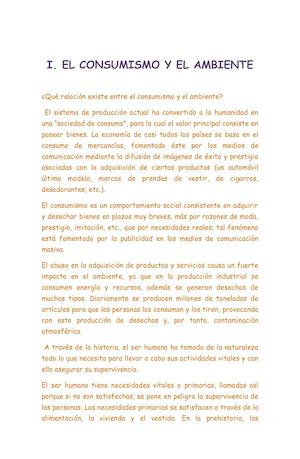 Consumismo Y Medio Ambiente