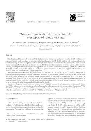 (6)Oxidation Of Sulfur Dioxide To Sulfur Trioxide Over Supported Vanadium Catalyst
