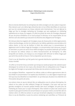 Mémoire Decathlon Arles