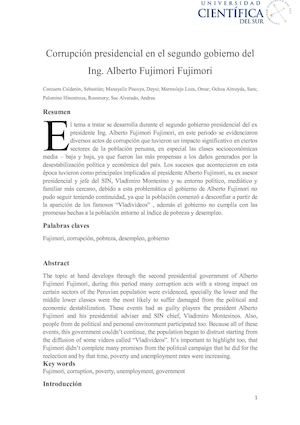 Corrupción presidencial en el segundo gobierno del Ing. Alberto Fujimori Fujimori