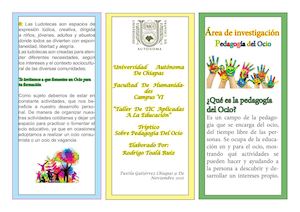Tríptico “Pedagogía Del Ocio”