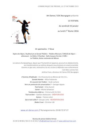 Dossier de presse Le Festival Art Danse 2016