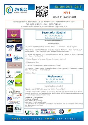 Bulletin d'information N°14 du Samedi 14 Novembre 2014