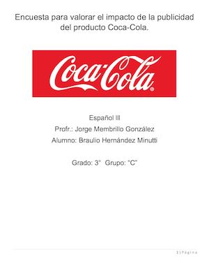 Resultados de la Encuesta Para Valorar El Impacto De La Publicidad Del Producto Coca