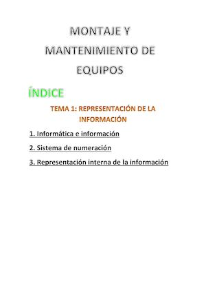 Resumen Tema 1 Representación De La Información