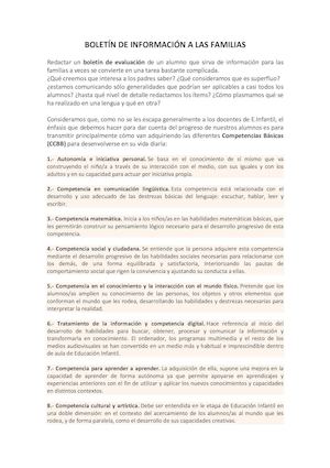 Material Para Elaborar Boletin De E Infantil