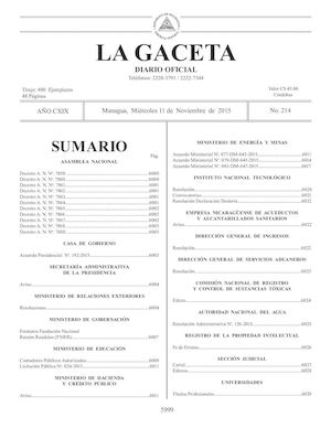 Gaceta No 214 Miércoles 11 De Octubre De 2015