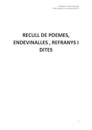 Endevinalles, Dites I Poemes