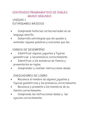 Contenido Programatico De Ingles