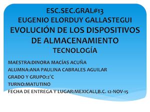 Evolución de los dispositivos de almacenamiento Ana Cabrales
