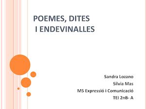 Poemes, Dites I Endevinalles