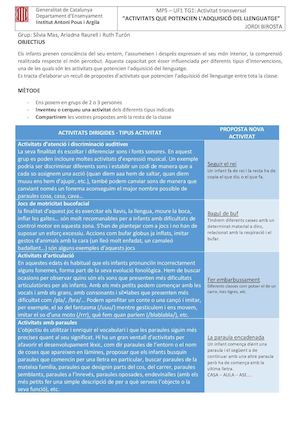 Propostes D'activitats Potenciar Llenguatge