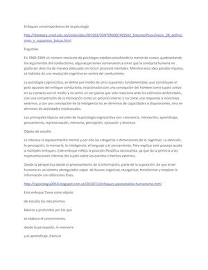 Enfoques Contemporaneos De La Psicología