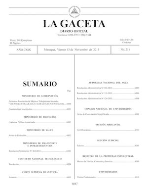 Gaceta No 216 Viernes 13 De Noviembre De 2015