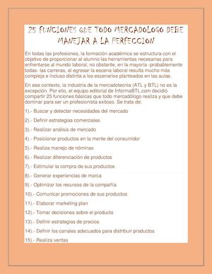 25 Funciones Que Todo Mercadologo Debe Manejar A La Perfeccion