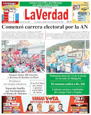 La Guaira, sábado 14 de noviembre de 2015 Año 19 Nº 5831