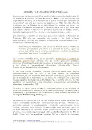 Modelos TICs de Resolución de Problemas de Matemáticas
