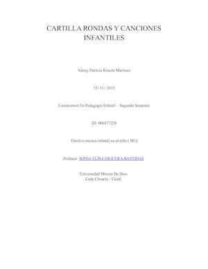 Cartilla Rondas Y Canciones Infantiles