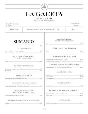 Gaceta No 217 Lunes 16 De Noviembre De 2015