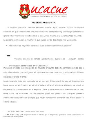 Codigo Civil Muerte Presunta
