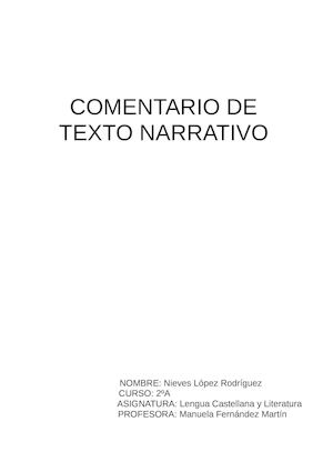 Comentario De Texto Narrativo