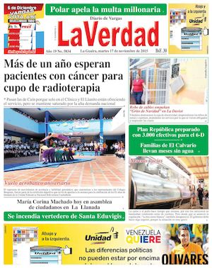 La Guaira, martes 17 de noviembre de 2015 Año 19 Nº 5834