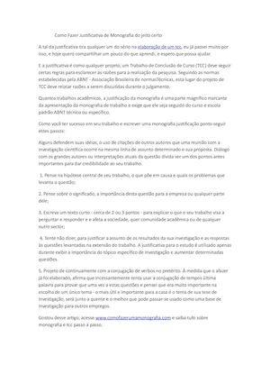 Como Fazer Justificativa De Monografia Do Jeito Certo