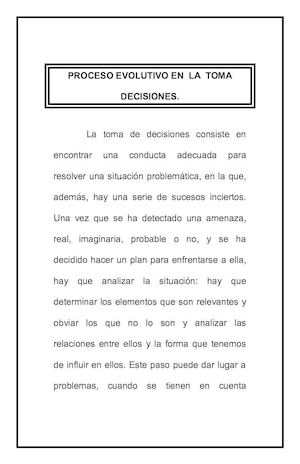 Proceso Evolutivo De La Toma De Decisiones