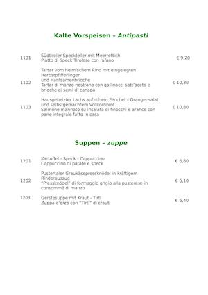Speisekarte Ab November 2015