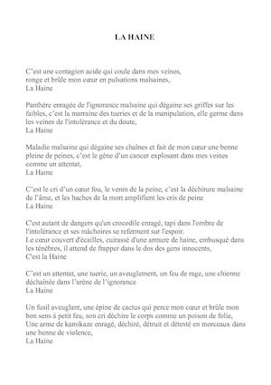 La haine. A la manière d'Allain Leprest