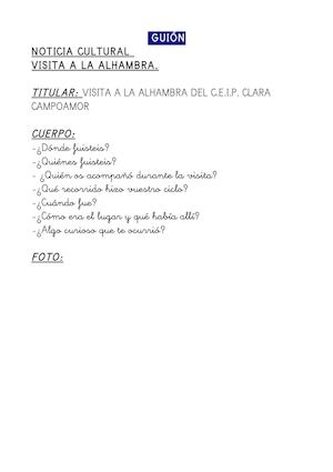 Guión , Noticia De La Visita A La Alhambra