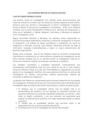 Los Diseños Mixtos De Investigación