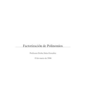 Factorizacion De Polinomio Algun