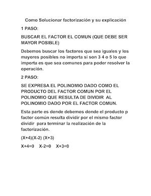 Como Solucionar Factorización Y Su Explicación