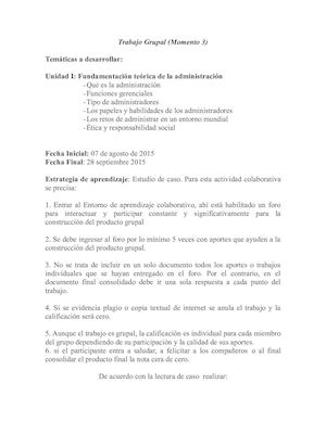 Trabajo Grupal (Momento 3) Fundamentos De Administración