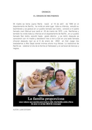 EL ORIGEN DE MIS PADRES De Juan Esteban Rosero V