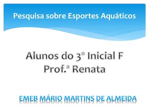 Pesquisa sobre Esportes Aquáticos