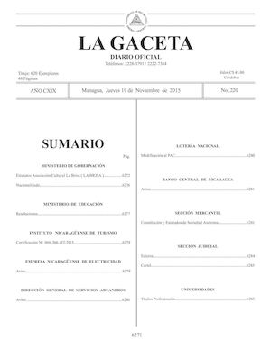 Gaceta No 220 Jueves 19 De Noviembre De 2015